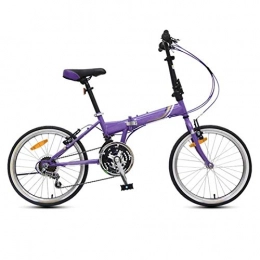 min min Folding Bike Compact urban bike, 21-speed zoom 20-inch commuter Lightweight folding bike Shock absorption for men, women, easily foldable leisure bike (Color : Purple)