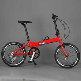 BLTR Bike Convenient 20 Inch Folding Bike With V Brakes 8 Speeds Mini Bicycle Aluminum Alloy Frame Folding Bicycle Folding (Color : Red, Size : 8 speed)