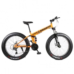 Convenient Adult Foldable Beach Snowmobile Mountain Fat Bike 24/26 Inch Wheel 27 Speed Sports Cycling Road Bicycle Men Frame Ride (Color : Orange, Size : 27 Speed)
