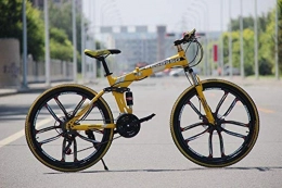 BLTR Folding Bike Convenient Foldable Ultra-Lightweight Mountain Bike 4-Variable Speeds Dual Brake Folding Bicycle For Student Man And Women Adult Bike (Color : Yellow 10 blade, Size : 21)