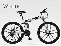 BLTR Bike Convenient Mountain Bike Folding Bicycle 26 Inch Speed Off-road Double Shock Absorbing Racing Student Adult Men And Women (Color : White, Size : 26 inch 24 speed)
