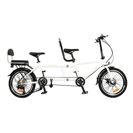 Coslike Folding Bike Coslike Tandem Bike - City Tandem Folding Bicycle, Foldable Tandem Adult Beach Cruiser Bike Adjustable 7 Speeds, CE FCC CCC, White, 82.6x13.8x43.3 inch