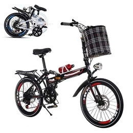 COTBY Bike COTBY Folding Adult Bicycle, 26-inch Variable Speed Portable Bicycle Shock Absorption Damping Front and Rear Double Disc Brakes Reinforced Frame Anti-skid Tires(Red)