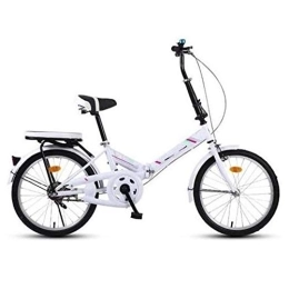 COUYY Folding Bike COUYY 16-inch foldable mountain bike, urban folding bike, compact folding bike, high carbon steel double tube support frame, more secure design, White