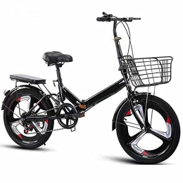 COUYY Folding Bike COUYY Bicycle 20 inch new folding one-wheel variable speed student bicycle, Black
