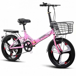 COUYY Bike COUYY Bicycle 20 inch new folding one-wheel variable speed student bicycle, Pink