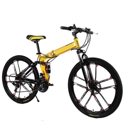 COUYY Bike COUYY Bicycle Adult Damping Mountain Bike Double Disc Brake One Wheel Off-road Speed Bicycle Folding Mountain Bike, 27speed, 26 inches