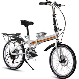 COUYY Bike COUYY bicycle bike 16 inch 20 inch bicycle with rear rack, double disc brakes, folding bicycle, with variable speed bicycle, White, 20