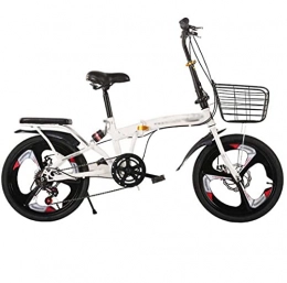COUYY Folding Bike COUYY Bicycle Disc Brake Variable Speed Folding Bicycle 20 Inch Folding Light Carrying Adult Male and Female Students, White