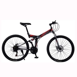 COUYY Folding Bike COUYY Bicycle Folding Mountain Bike-Model Strengthen Shock Absorption-21 / 24 / 27 stage shift Unisex-Adult Bike, Red, 24 speed