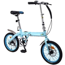 COUYY Folding Bike COUYY Children's 20-inch bicycle folding bike, high-carbon steel frame, dual disc brakes, ultra-light portable variable speed, adult male female students, Blue