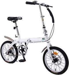 COUYY Bike COUYY Children's 20-inch bicycle folding bike, high-carbon steel frame, dual disc brakes, ultra-light portable variable speed, adult male female students, White