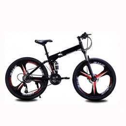 COUYY Bike COUYY Foldable mountain bike bicycle 26-inch 21-speed steel frame double disc brakes foldable road bike, Black, 24