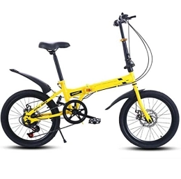 COUYY Folding Bike COUYY Folding bicycle variable speed bicycle disc brake bicycle student bicycle one-wheel drive adult bicycle, Yellow