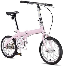 COUYY Bike COUYY Folding bicycles adult men and women ultralight portable bicycles commuters adjustable handlebars and seats aluminum frame single speed 16 inch, Pink