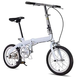COUYY  COUYY Folding bicycles adult men and women ultralight portable bicycles commuters adjustable handlebars and seats aluminum frame single speed 16 inch, White