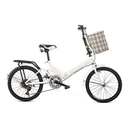 COUYY Bike COUYY Folding bicycles for students and adults. Adjustable seat with shock-absorbing thickened anti-skid and wear-resistant tires, which can hold 180 kg, White