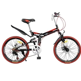 COUYY Folding Bike COUYY Folding mountain bike, adult lightweight unisex city bike 22 inch rim aluminum frame with adjustable seat, Red