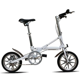 COUYY Folding Bike COUYY Folding single speed bicycle, 14 inch collapsible urban compact bicycle, adult male and female portable disc brake speed small bicycle lightweight, White