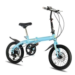 COUYY Folding Bike COUYY Unisex folding bike, ultra light folding bike, urban folding pedal bike, aluminum alloy, adjustable handlebar and seat, Blue