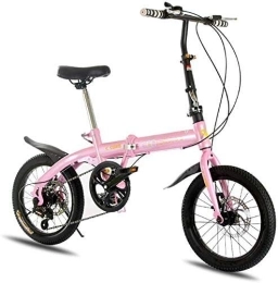 COUYY Bike COUYY Unisex folding bike, ultra light folding bike, urban folding pedal bike, aluminum alloy, adjustable handlebar and seat, Pink