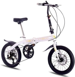 COUYY Bike COUYY Unisex folding bike, ultra light folding bike, urban folding pedal bike, aluminum alloy, adjustable handlebar and seat, White