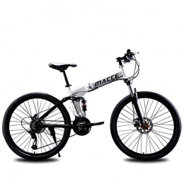 CPURSUE Folding Bike CPURSUE Bicycle, Mountain Bike, Foldable Bicycle, 24 Inch, Variable Speed Dual Shock Absorption, 24 Speed, Double Disc Brake, White