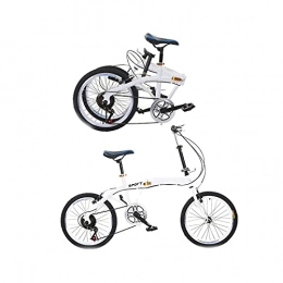 CREACEC Bike CREACEC Folding Bicycle, 7 Speed Folding Bicycle Advanced Folding Bike Safe Mountain Bike Camping Bicycle Quick Fold System, White