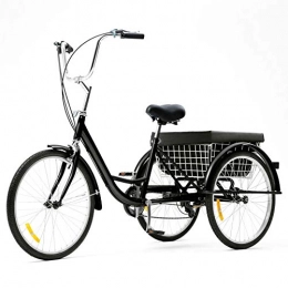 CXSMKP Bike CXSMKP 24" / 26" 8 Speed Adult Trike Tricycle 3-Wheel Bike W / Basket for Shopping, Dual Sensitive Brakes, Rubber Wheel, Big Fenders, Soft & Adjustable Paddle, Safely, 26inch