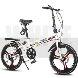 CXY-JOEL Bike CXY-JOEL 20 inch Folding Speed Bicycle Student Folding Bike for Men and Women Damping Bicycle Double Disc Brake Soft Tail Carbon Steel Off-Road Cycling Travel, White, 6 Speed, White