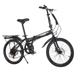 CXY-JOEL Bike CXY-JOEL 6 Speed Folding Portable Bikes Double Disc Brake Mountain Bicycle Mini Folding Bike with V Brake for Adults Men and Women, Black, 20In, Black