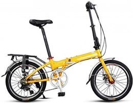 CXY-JOEL Adults Folding Bike, 20 inch 7 Speed Foldable Bicycle, Super Compact Urban Commuter Bicycle, Foldable Bicycle with Anti-Skid and Wear-Resistant Tire,Gray Folding Bikes for Adults,Yellow
