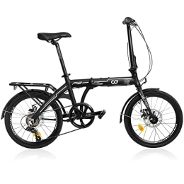 CyclingDeal  CyclingDeal Folding Bike Foldable Bicycle Shimano 7 Speed Aluminium 20-inch Wheels Easy Folding City Bicycle with Disc Brake, Rear Carry Rack, Front and Rear Fenders