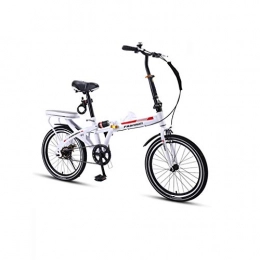 CYSHAKE Folding Bike CYSHAKE Home Bicycle Folding Bike Shock Absorb Bicycle Male Female Student Adult Universal BicycleAdult Bicycle 20 Inch With mudguard (Color : White)