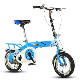 D&XQX Folding Bike D&XQX 14 Inch Folding Bicycle, Student Bicycle Single Speed Disc Brake Child Compact Foldable Bike Gears Folding System Traffic Light Fully Assembled, Blue