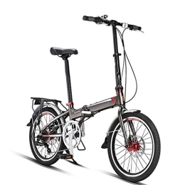 D&XQX Folding Bike D&XQX 20-Inch Folding Speed Bicycle, Adult Folding Bicycle Women's Student Single Speed Variable Speed Shock Absorber Bicycle Portable Commuter Car, Gray