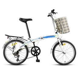 D&XQX Folding Bike D&XQX 20-Inch Folding Speed Bicycle, Student Folding Bike Small Work Portable for Men And Women Folding Speed Bicycle Damping Bicycle, Blue