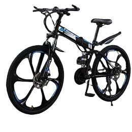DADHI Bike DADHI Folding Mountain Bike, Variable Speed Outdoor Bike, Sensitive Mechanical Disc Brake, Easy Assembly, for Men / Women (black and blue 24 speed)