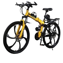 DADHI  DADHI Folding Mountain Bike, Variable Speed Outdoor Bike, Sensitive Mechanical Disc Brake, Easy Assembly, for Men / Women (yellow and black 24 speed)