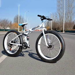 Dapang  Dapang 24" Folding Mountain Bike, 7 / 21 / 24 / 27 / 30 Speed Dual Suspension 4.0 Inch Wide Tire Bicycle Can Cycling On Snow, Mountains, Roads, Beaches, Etc, White, 7speed