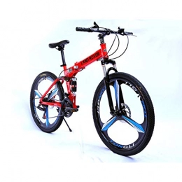 Dapang  Dapang Foiding Mountain Bike, Featuring Medium Steel Frame and 26-Inch Wheels with Mechanical Disc Brakes, 27-Speed Shimano Drivetrain, in Multiple Colors, Red, 24speed