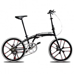 Dapang Folding Bike Dapang Folding Bike, Citybike Commuter Bike with 22 Inches 10-Spoke Wheels MTB Suspension Bicycle, Black