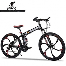 Dapang Folding Bike Dapang Full Suspension Mountain Bike Aluminum Frame 21-Speed 26-inch Bicycle, Black