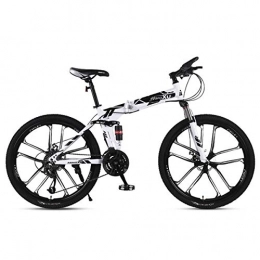 Dapang Folding Bike Dapang Mountain Bike 21 / 24 / 27 Speed Steel Frame 26 Inches 10-Spoke Wheels Suspension Folding Bike, Black, 24speed