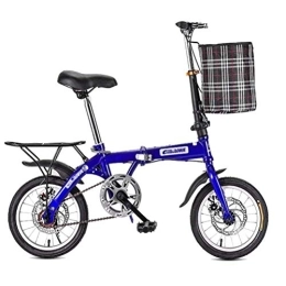 Dbtxwd Folding Bike Dbtxwd 14 Inch 16 Inch 20 Inch Folding Bicycle Student Bicycle Single Speed Disc Brake Adult Compact Foldable Bike Gears Folding System Traffic Light Fully, Blue, 14inch