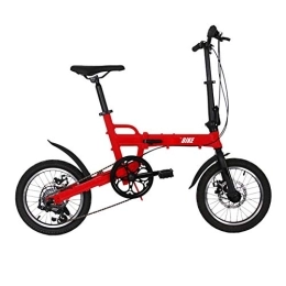 Dbtxwd Folding Bike Dbtxwd 16Inch Bicycles, Student Bicycles, Men And Women Folding Bicycles, Variable Speed Shock Absorber Bicycles, Suitable for Sports Outdoors Commuter City Road, Red