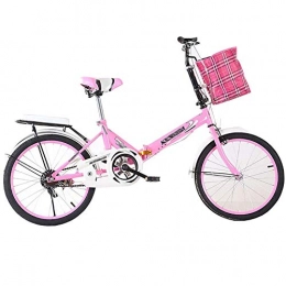 Dbtxwd Folding Bike Dbtxwd Folding Bicycle Women's Light Work Adult Adult Ultra Light Variable Speed Portable Adult 16 / 20 Inch Small Student Male Bicycle Folding Bicycle Bike Carrier, Pink, 20IN