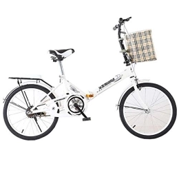 Dbtxwd Bike Dbtxwd Folding Bicycle Women's Light Work Adult Adult Ultra Light Variable Speed Portable Adult 16 / 20 Inch Small Student Male Bicycle Folding Bicycle Bike Carrier, White, 16IN