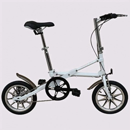 Ddl 14''Adult Bicycle Portable Mini Bicycle Travel Lightweight Portable Foldable Bicycle Single Speed with Anti-Skid And Wear-Resistant Tire,White