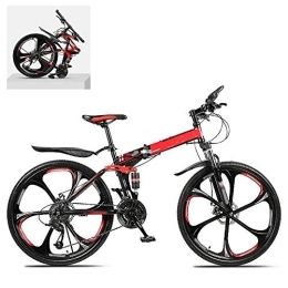 DEAR-JY Bike DEAR-JY 24 Inch Folding Mountain Bikes, High Carbon Steel Frame Double Shock Absorption 21 / 24 / 27 / 30 Speed Variable, All Terrain Quick Foldable Adult Mountain Off-Road Bicycle, A, 24 Speed
